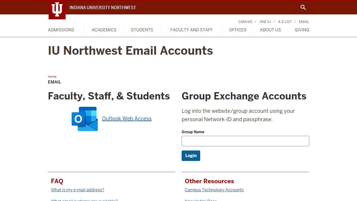 IU Northwest Email Accounts - Indiana University Northwest